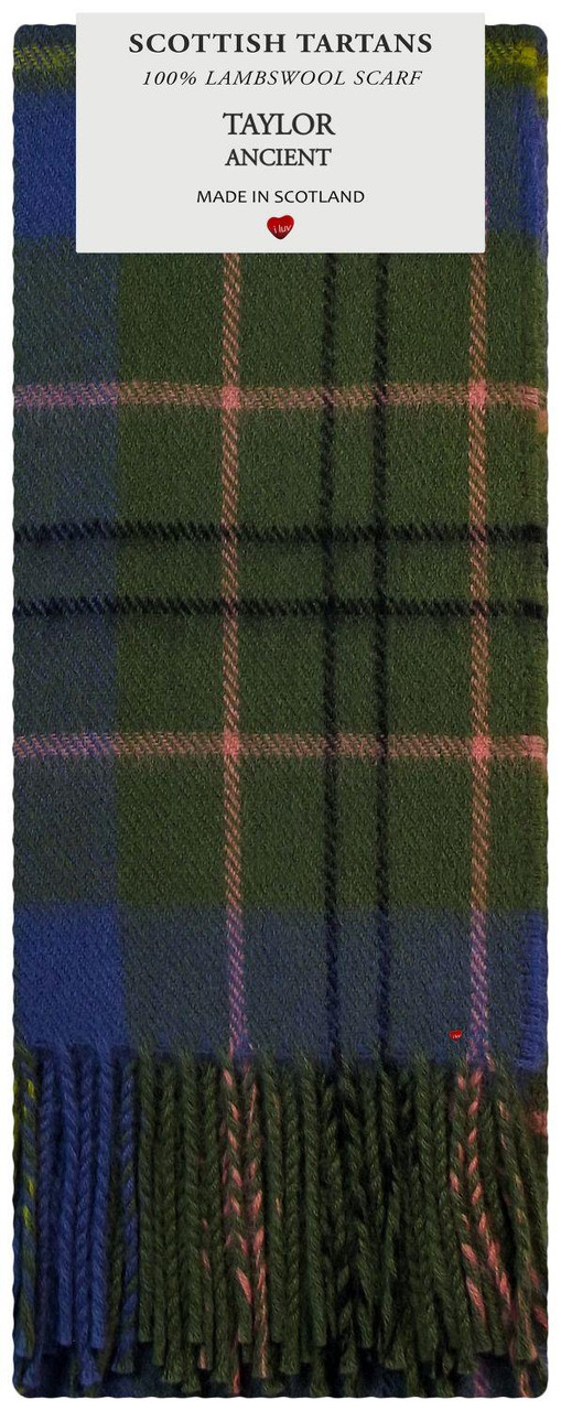 Taylor Ancient Tartan Plaid 100% Lambswool Clan Scarf Made in Scotland