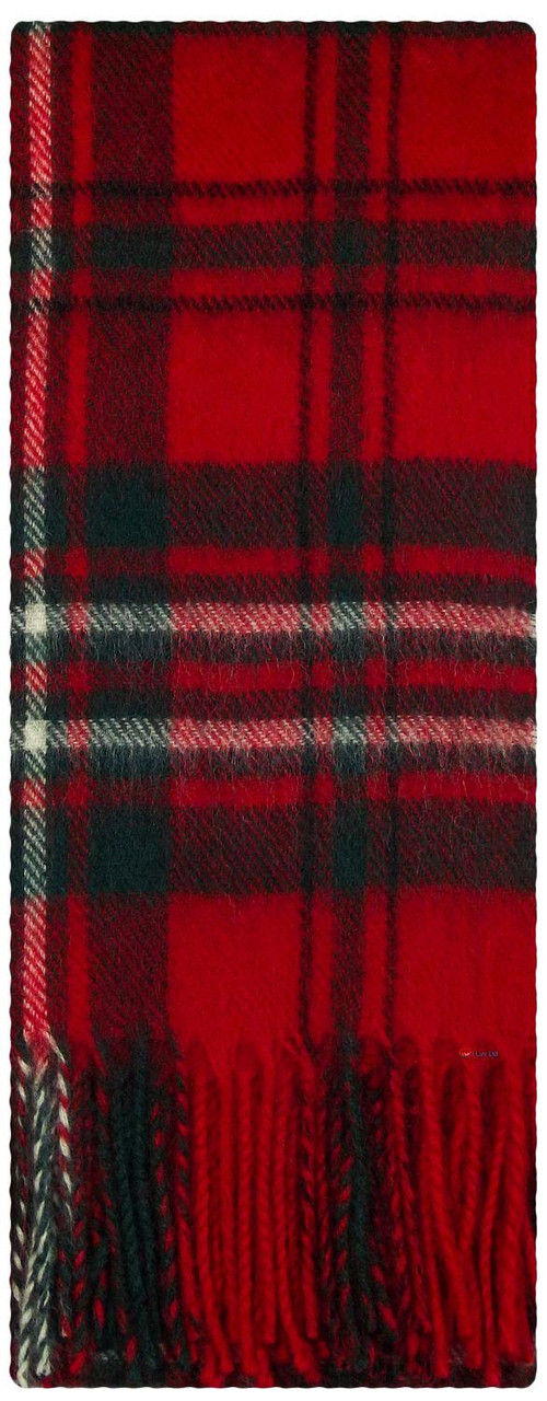 Scott Red Modern Tartan Plaid 100% Lambswool Clan Scarf Made in Scotland
