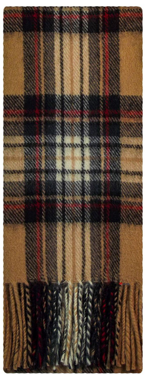 Stewart Camel Modern Tartan Plaid 100% Lambswool Clan Scarf Made in Scotland