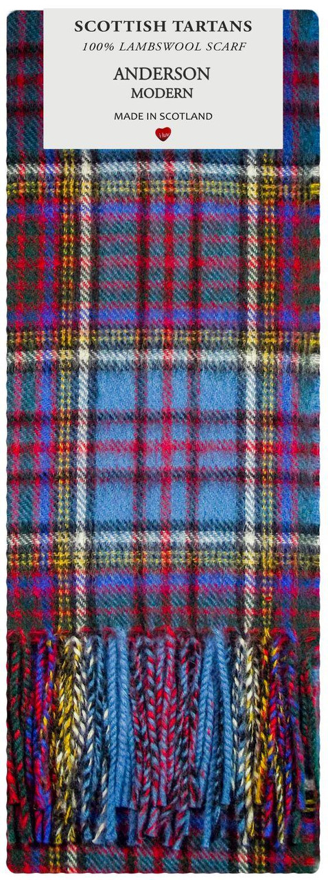 Anderson Modern Tartan Plaid 100% Lambswool Clan Scarf Made in Scotland