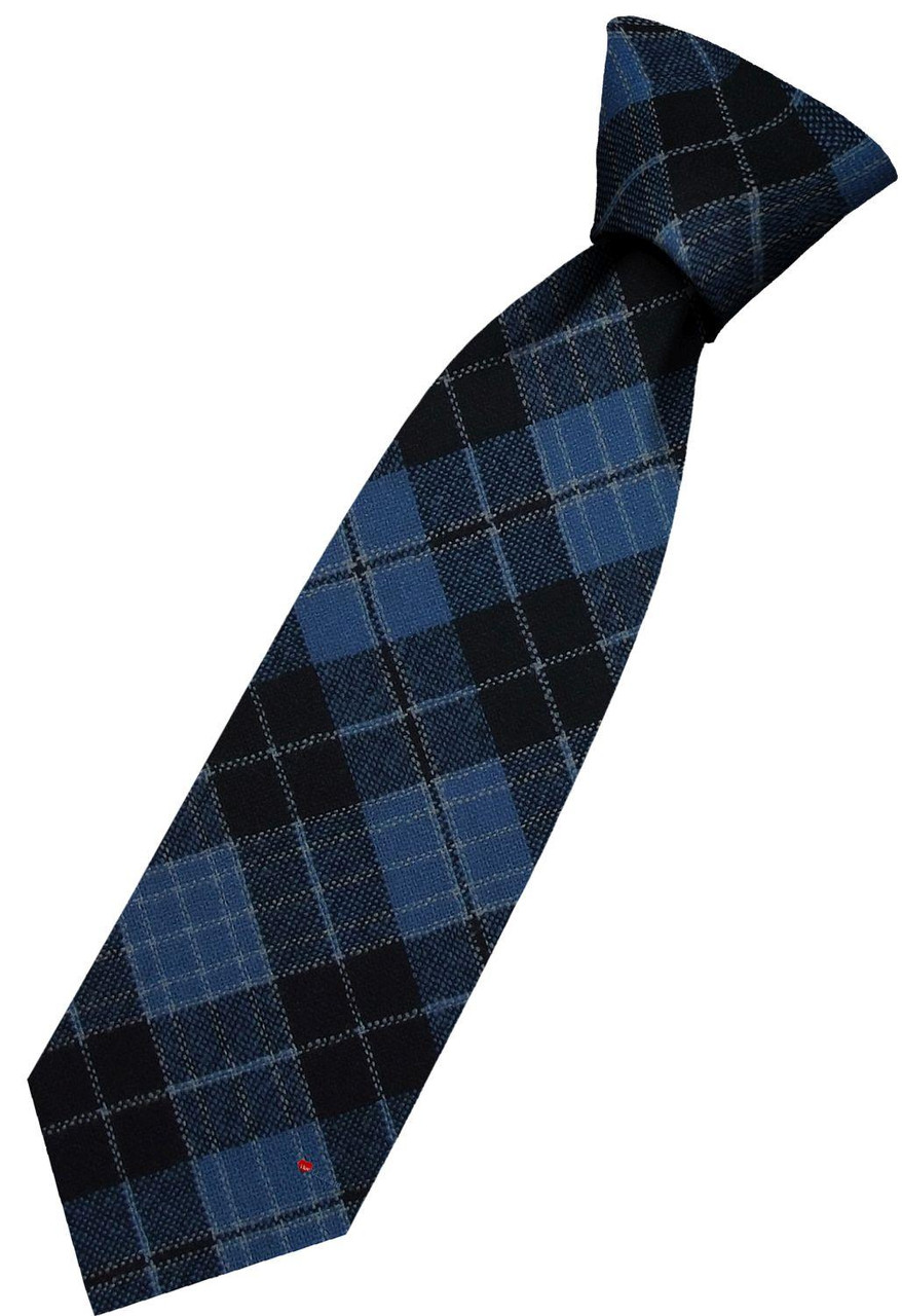 Mens All Wool Tie Woven Scotland - Clergy Blue Ancient Tartan