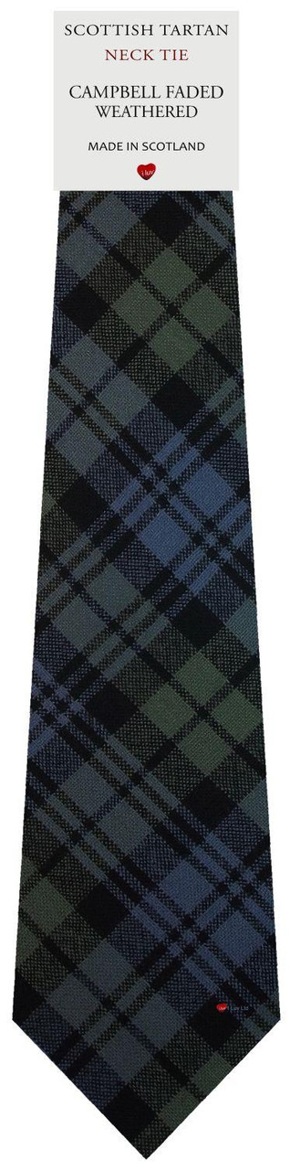 Mens All Wool Tie Woven Scotland - Campbell Faded Weathered Tartan