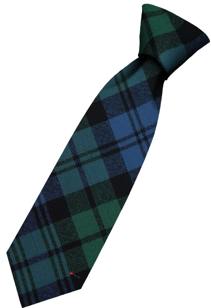 Mens All Wool Tie Woven Scotland - Black Watch Ancient Tartan