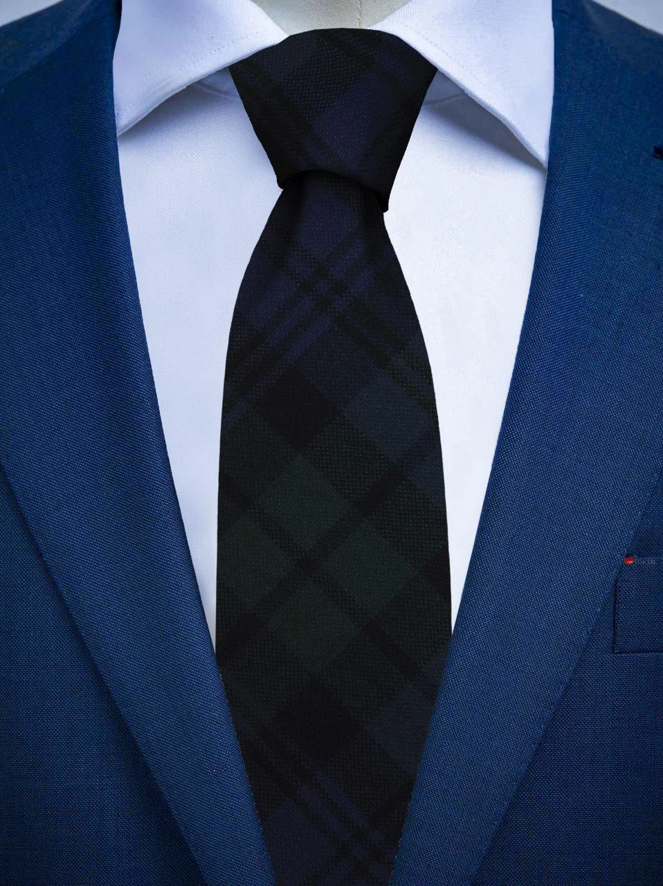 Mens All Wool Tie Woven Scotland - Black Watch Modern Tartan