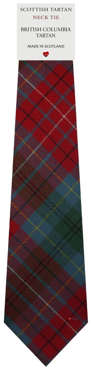 Mens All Wool Tie Woven Scotland - British Columbia Canadian Tartan