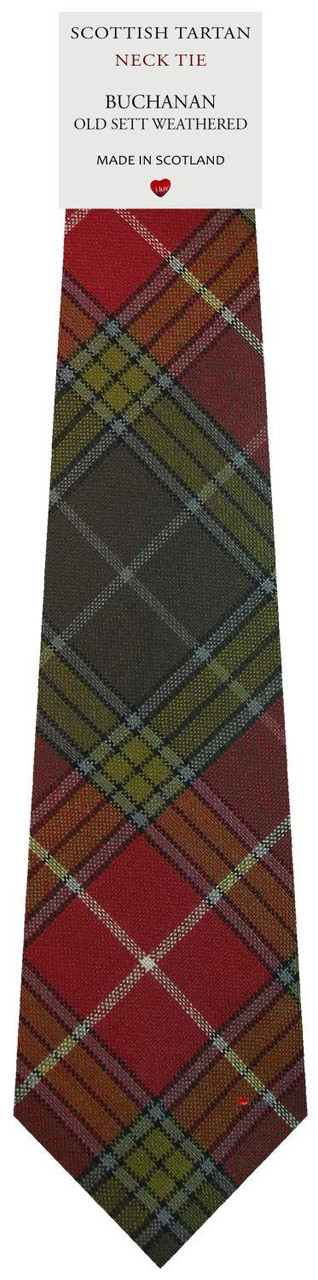Mens All Wool Tie Woven Scotland - Buchanan Old Sett Weathered Tartan