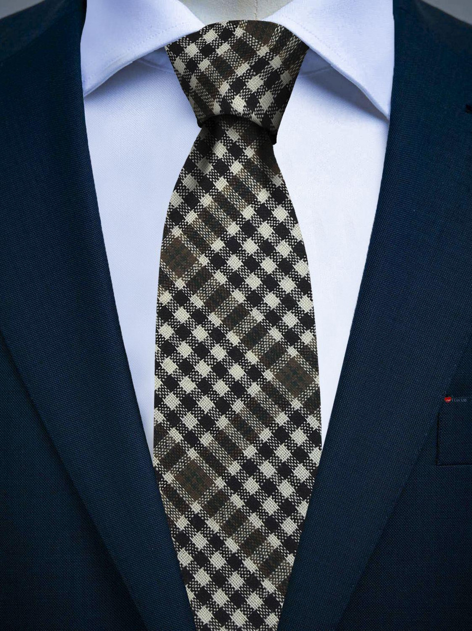 Mens All Wool Tie Woven Scotland - Burns Modern Check