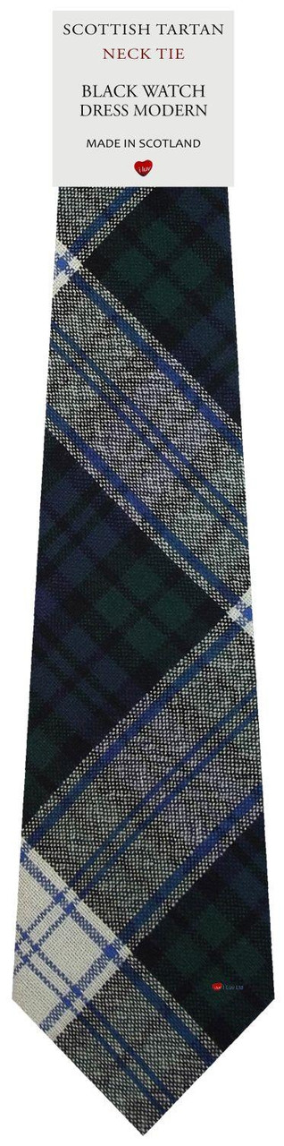 Mens All Wool Tie Woven Scotland - Black Watch Dress Modern Tartan