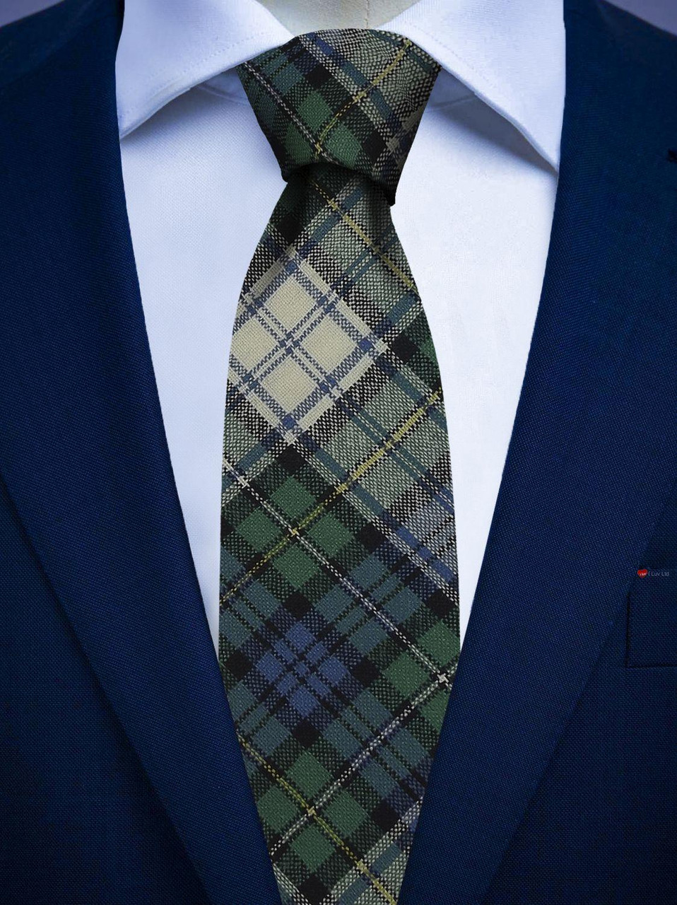 Mens All Wool Tie Woven Scotland - Campbell Dress Ancient Tartan