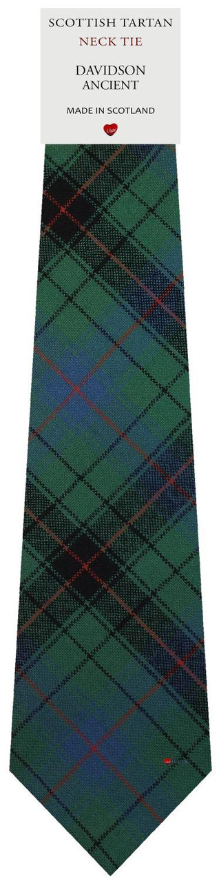 Mens All Wool Tie Woven Scotland - Davidson Ancient Tartan