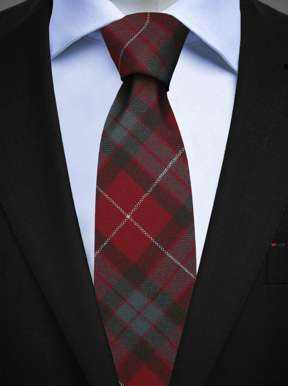 Mens All Wool Tie Woven Scotland - Fraser Dress Weathered Tartan