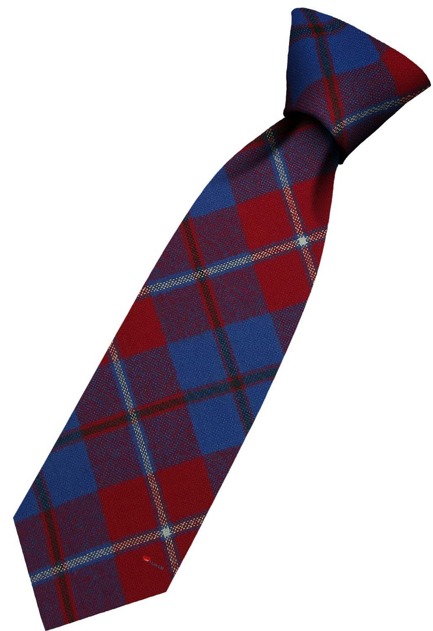 Mens All Wool Tie Woven Scotland - Galloway Red Modern Tartan