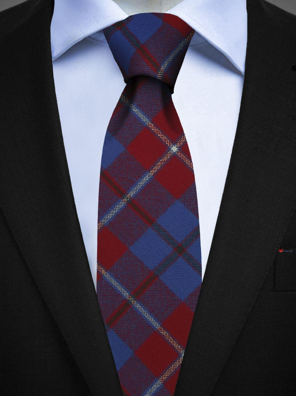Mens All Wool Tie Woven Scotland - Galloway Red Modern Tartan