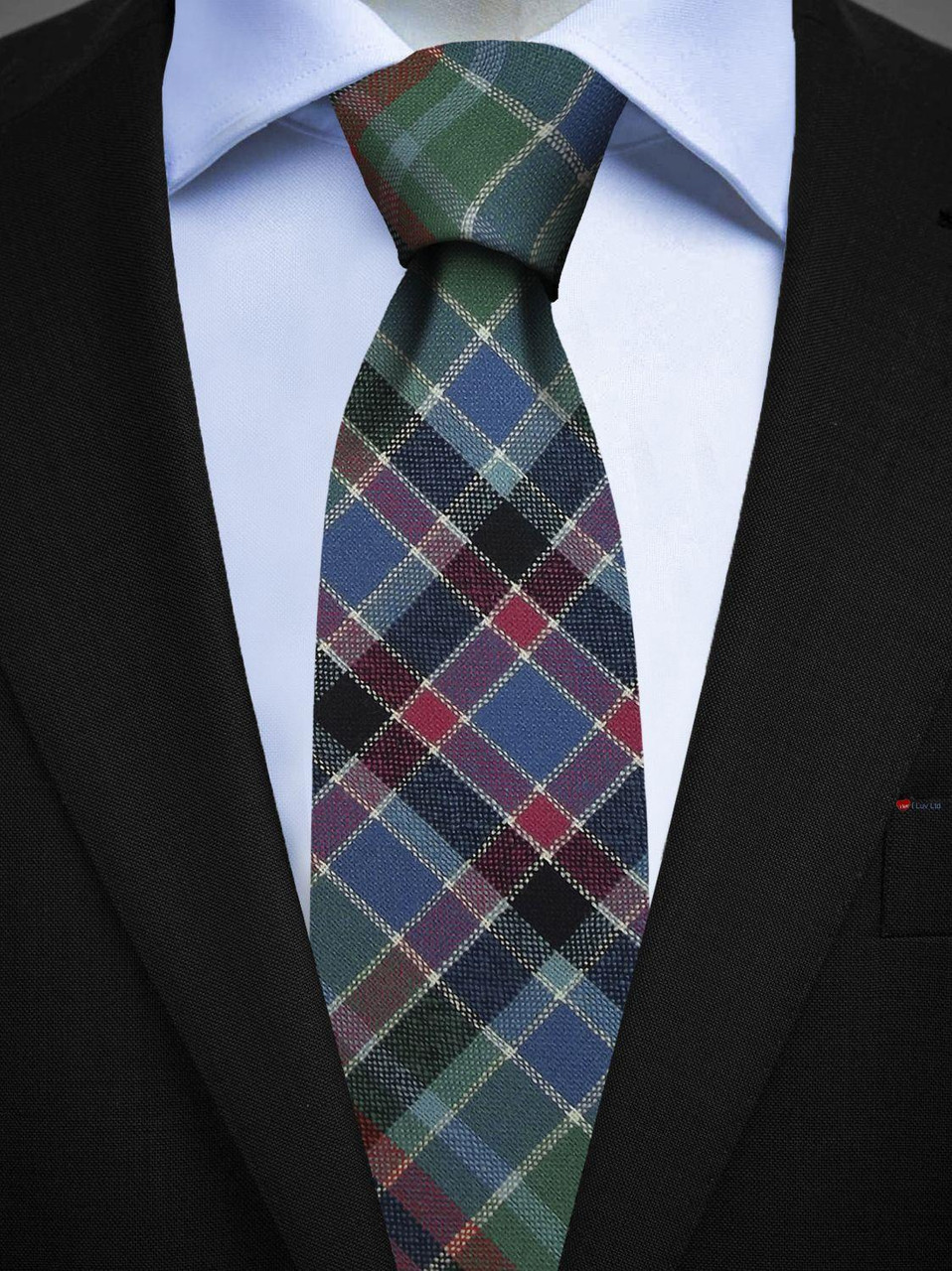 Mens All Wool Tie Woven Scotland - Gordon Red Ancient Tartan