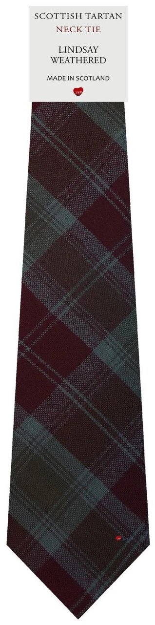 Mens All Wool Tie Woven Scotland - Lindsay Weathered Tartan