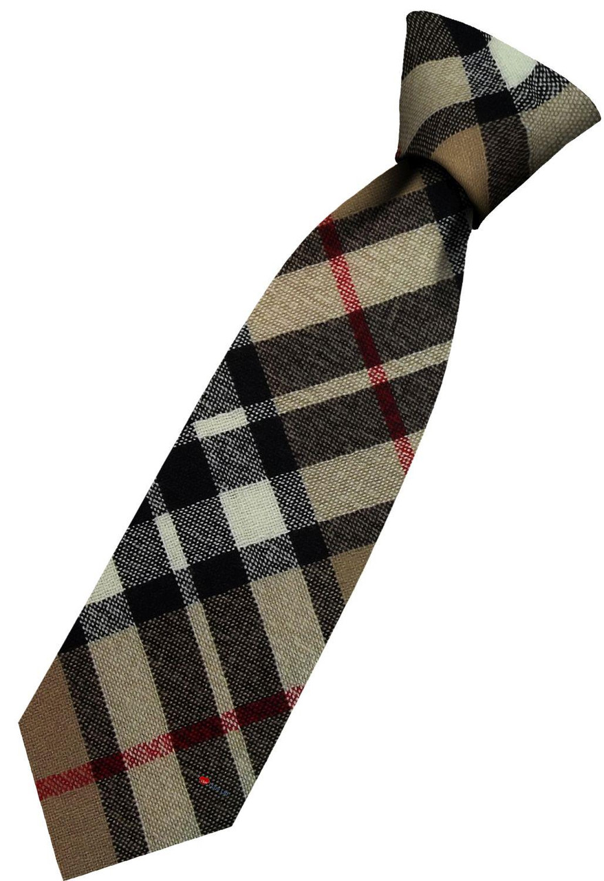 Mens All Wool Tie Woven Scotland - Thomson Camel Modern Tartan