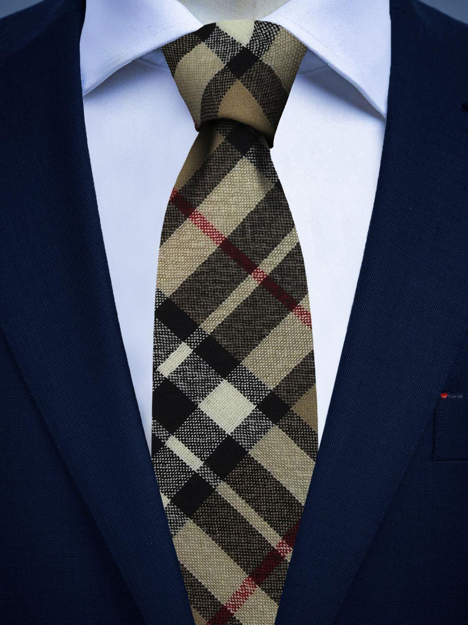 Mens All Wool Tie Woven Scotland - Thomson Camel Modern Tartan