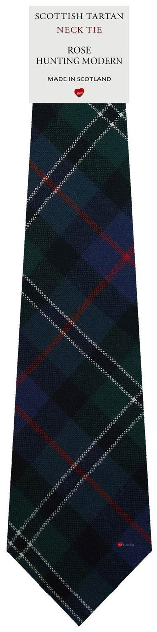 Mens All Wool Tie Woven Scotland - Rose Hunting Modern Tartan