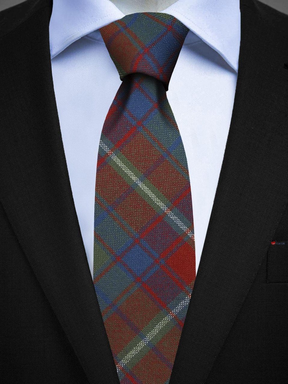 Mens All Wool Tie Woven Scotland - Roxburgh District Tartan