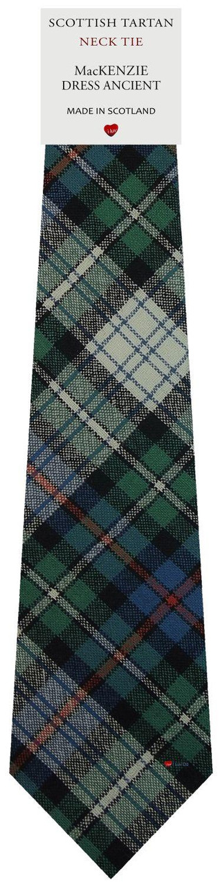 Mens All Wool Tie Woven Scotland - MacKenzie Dress Ancient Tartan