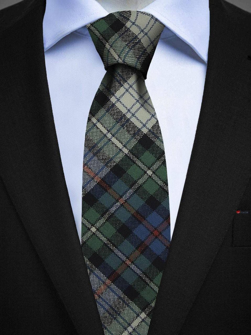 Mens All Wool Tie Woven Scotland - MacKenzie Dress Ancient Tartan