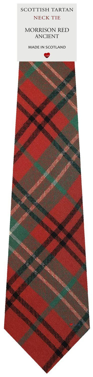 Mens All Wool Tie Woven Scotland - Morrison Red Ancient Tartan