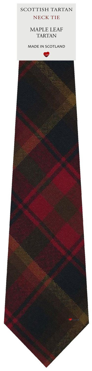 Mens All Wool Tie Woven Scotland - Maple Leaf Canadian Tartan