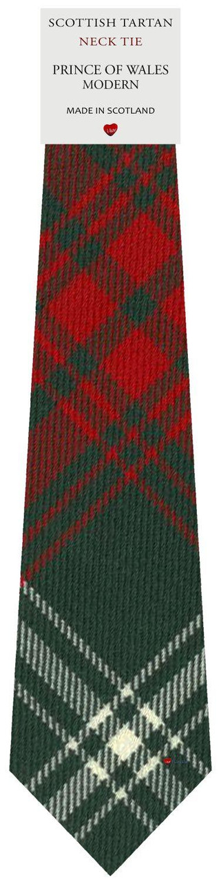 Mens All Wool Tie Woven Scotland - Prince of Wales Modern Tartan