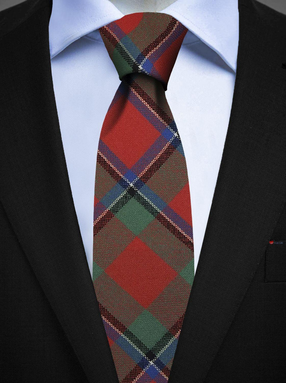 Mens All Wool Tie Woven Scotland - Sinclair Ancient Tartan