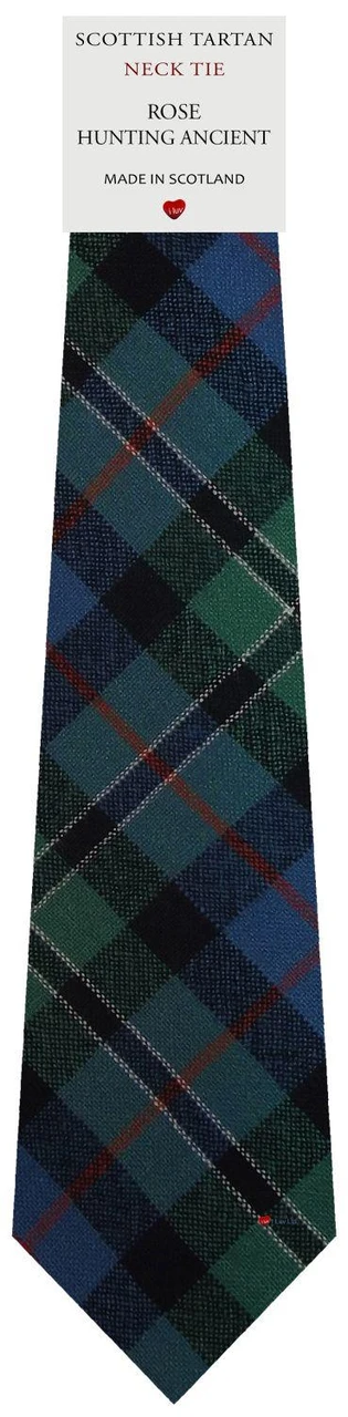 Mens All Wool Tie Woven Scotland - Rose Hunting Ancient Tartan