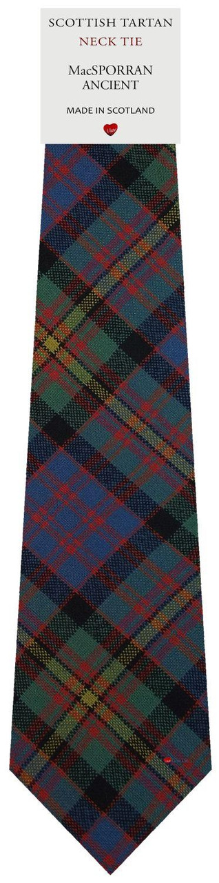 Mens All Wool Tie Woven Scotland - MacSporran Ancient Tartan