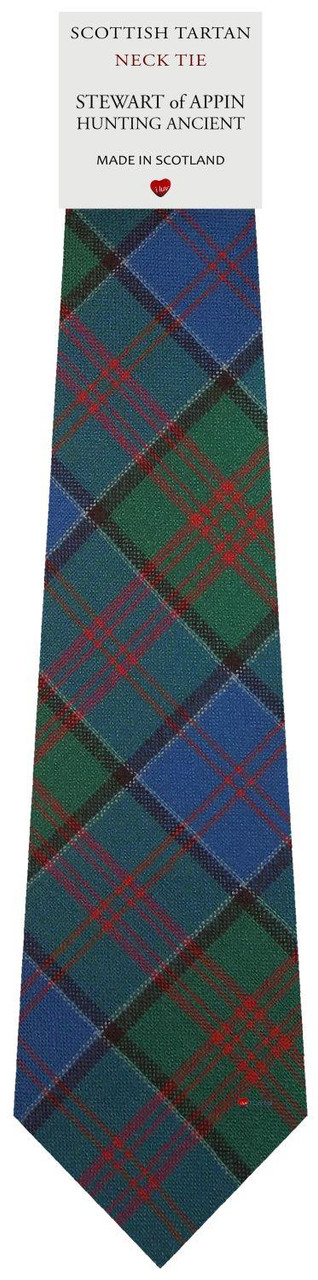 Mens All Wool Tie Woven Scotland - Stewart Appin Hunting Ancient Tartan