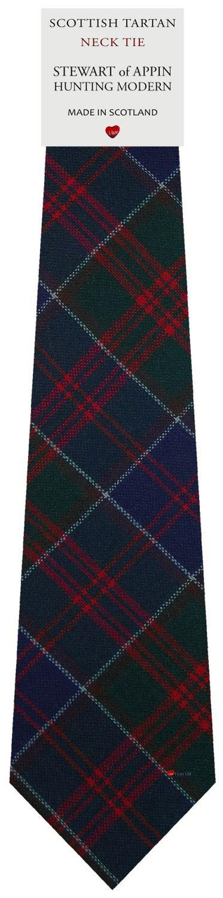 Mens All Wool Tie Woven Scotland - Stewart of Appin Hunting Modern Tartan