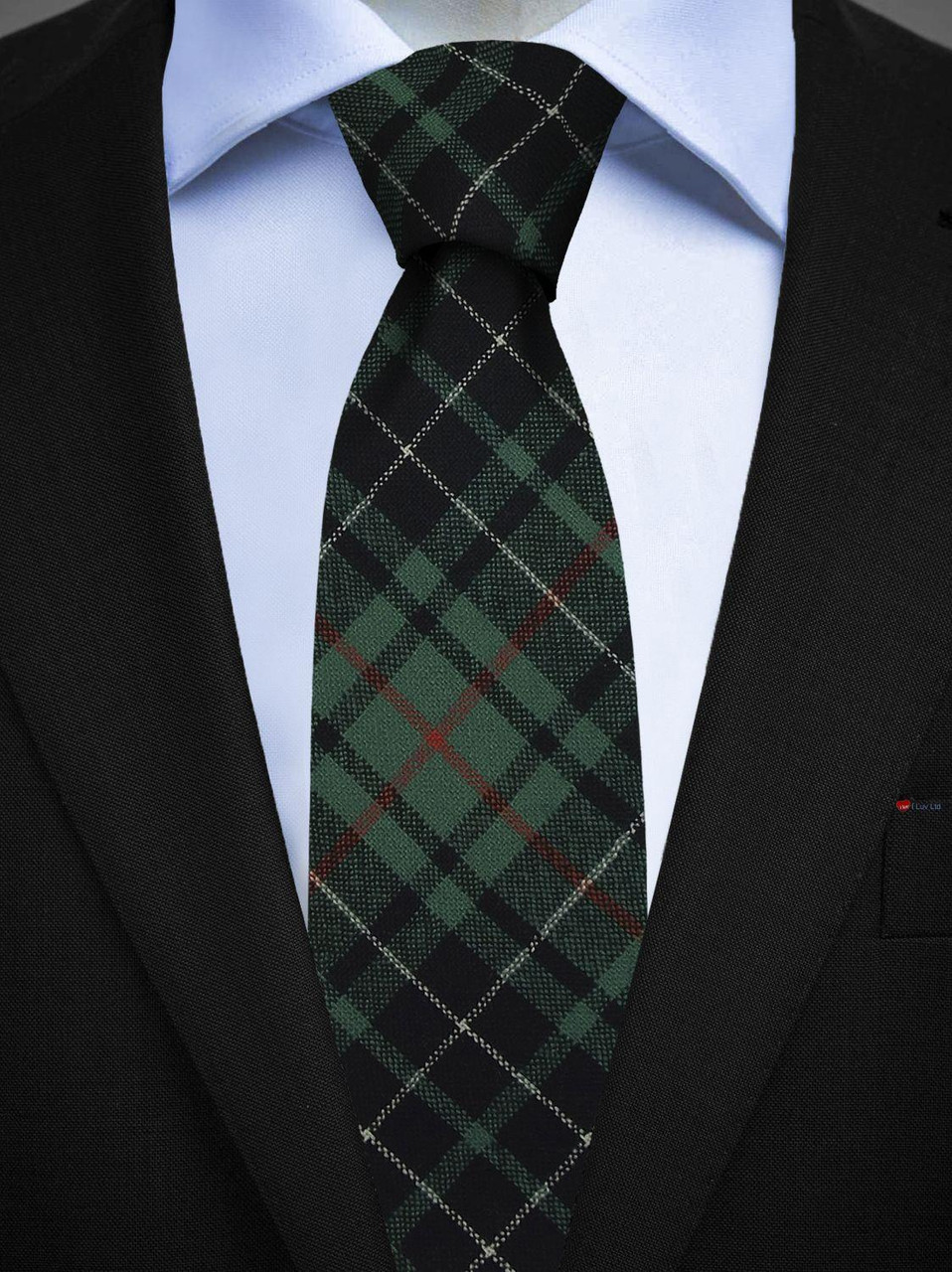 Mens All Wool Tie Woven Scotland - MacAuley Hunting Ancient Tartan