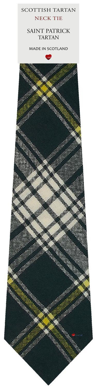 Mens All Wool Tie Woven Scotland - Saint Patrick Irish Tartan