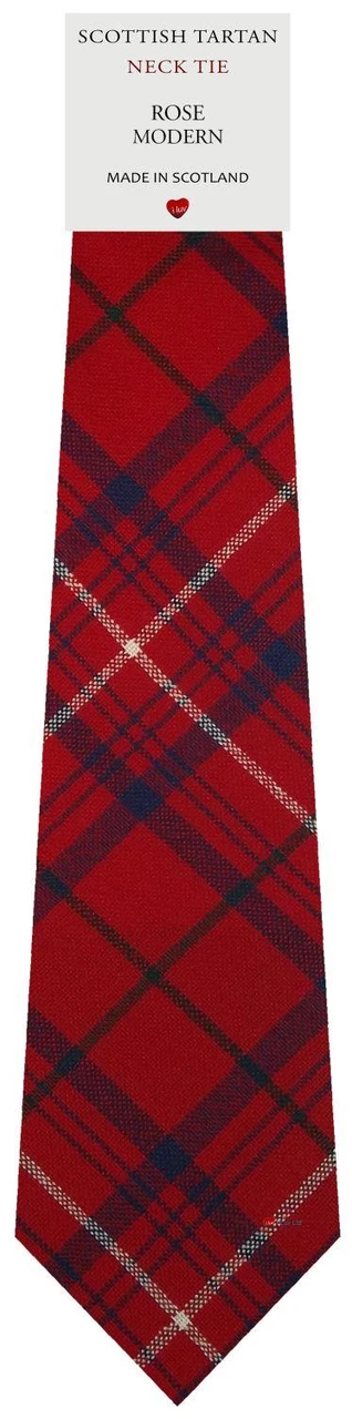 Mens All Wool Tie Woven Scotland - Rose Modern Tartan