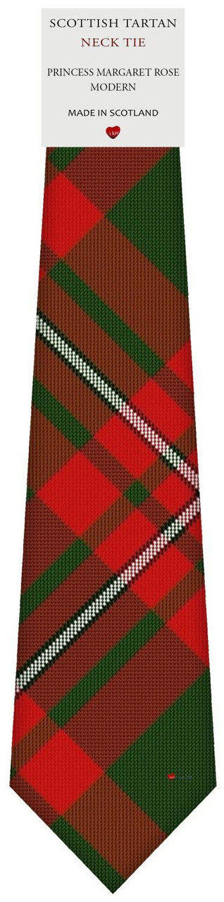 Mens All Wool Tie Woven Scotland - Princess Margaret Rose Modern Tartan