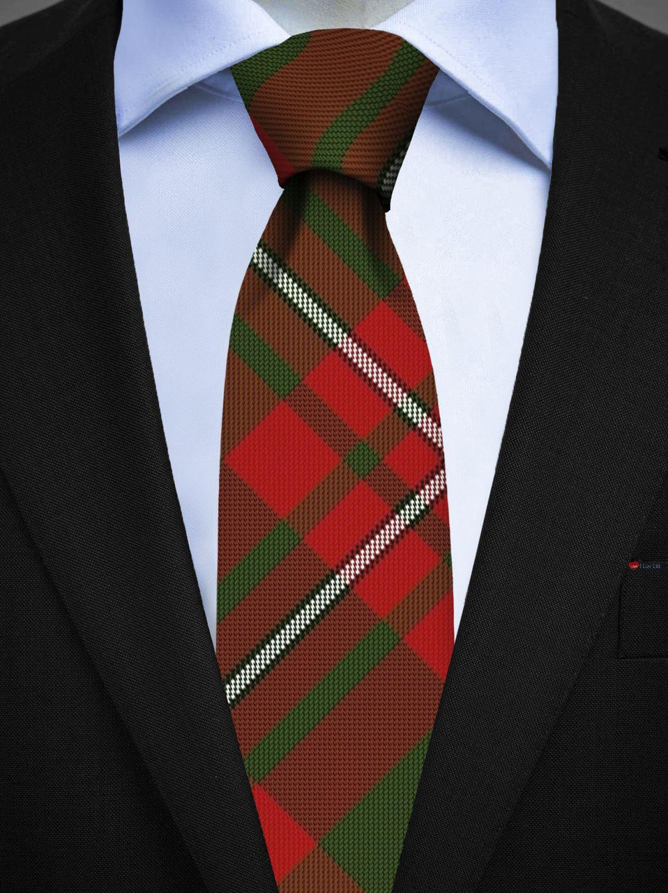Mens All Wool Tie Woven Scotland - Princess Margaret Rose Modern Tartan