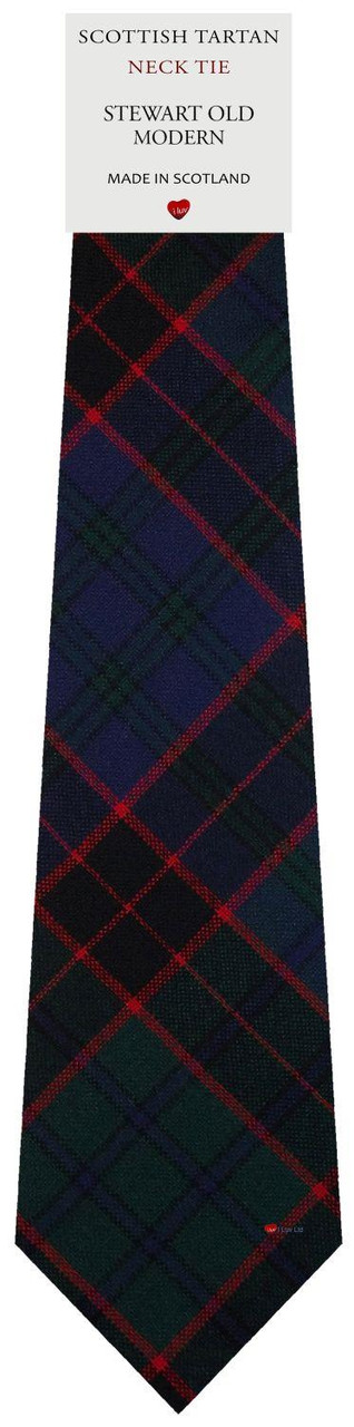 Mens All Wool Tie Woven Scotland - Stewart Old Modern Tartan