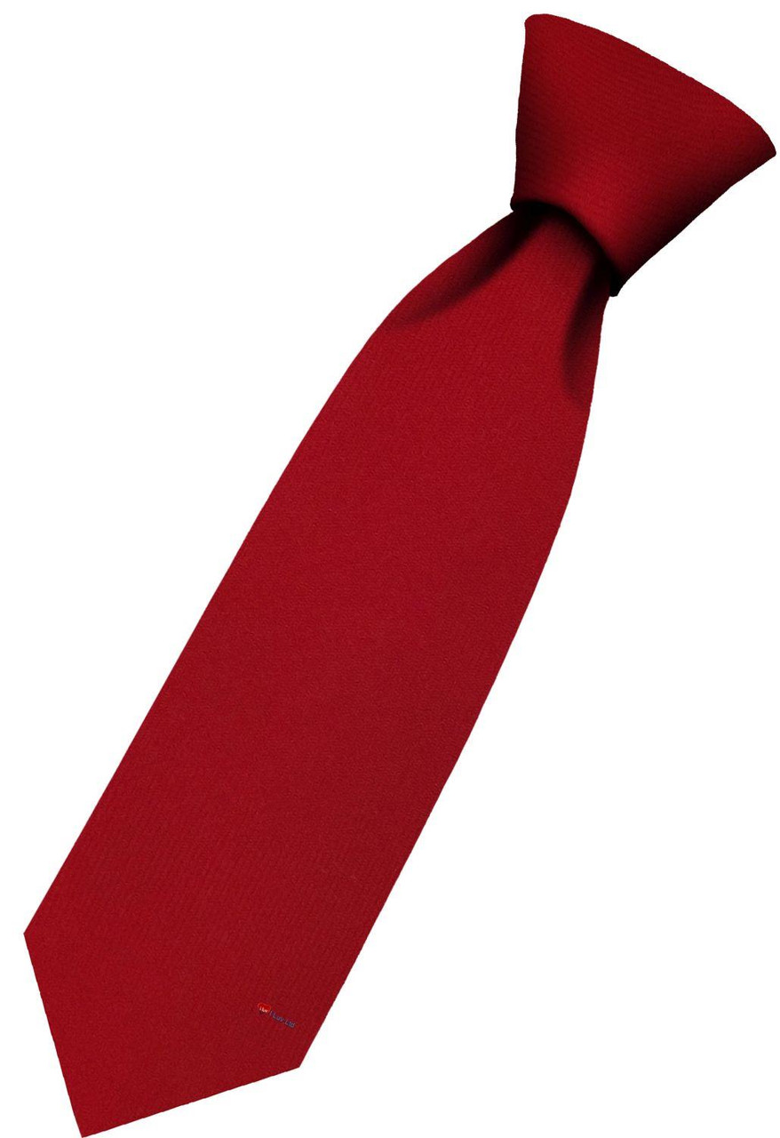 Mens All Wool Tie Woven Scotland - Plain Scarlet Tartan