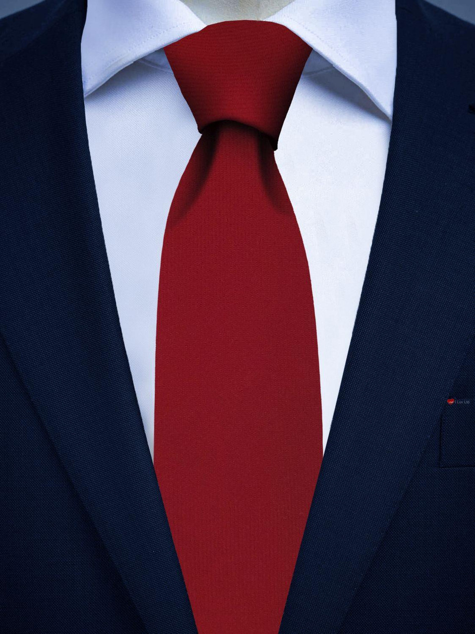 Mens All Wool Tie Woven Scotland - Plain Scarlet Tartan