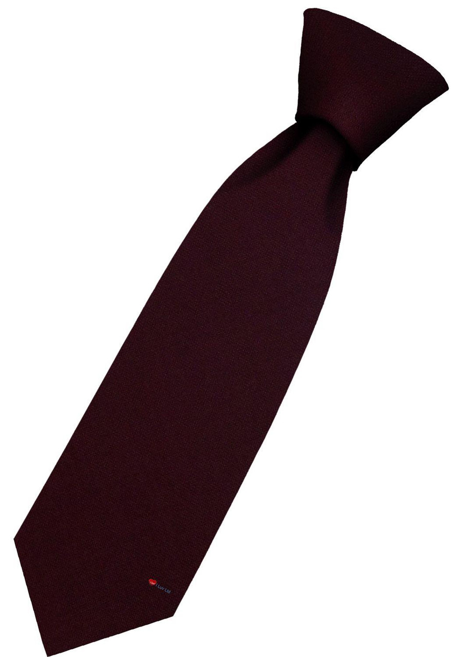 Mens All Wool Tie Woven Scotland - Plain Burgundy