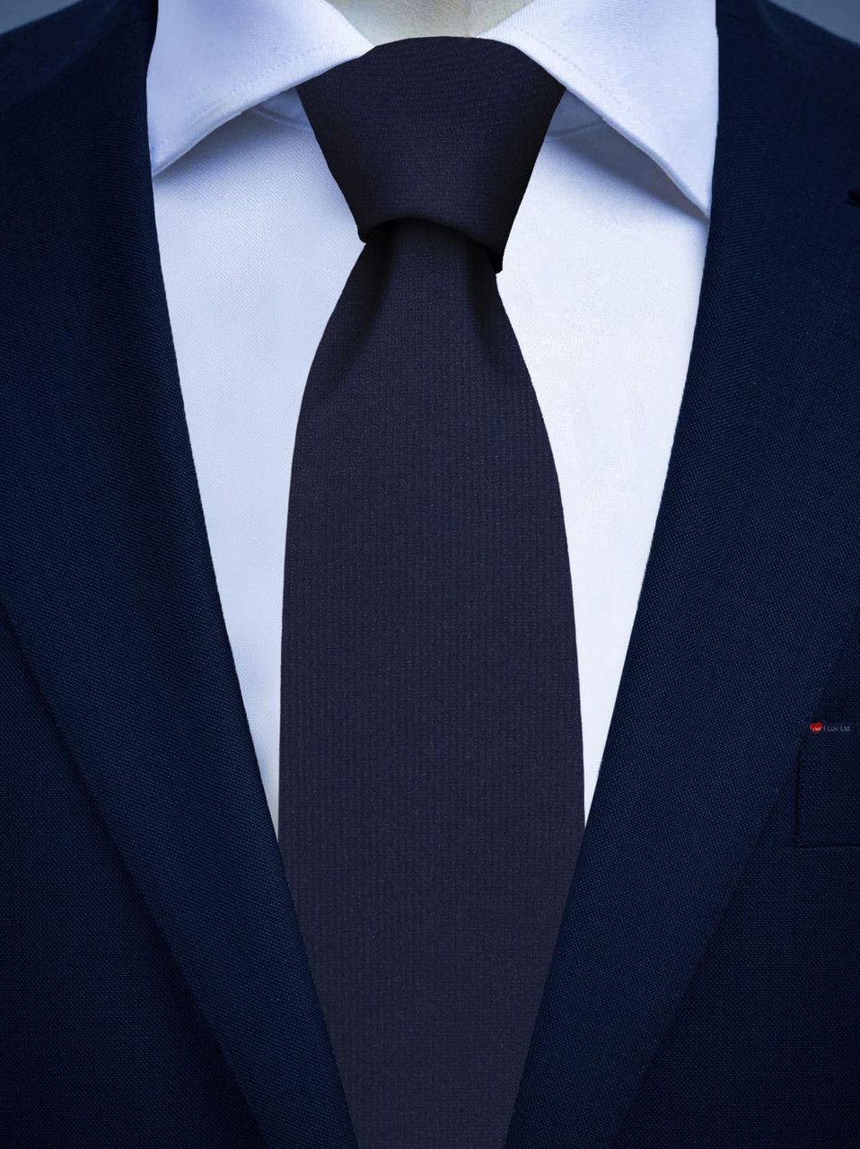 Mens All Wool Tie Woven Scotland - Plain Blue Tartan