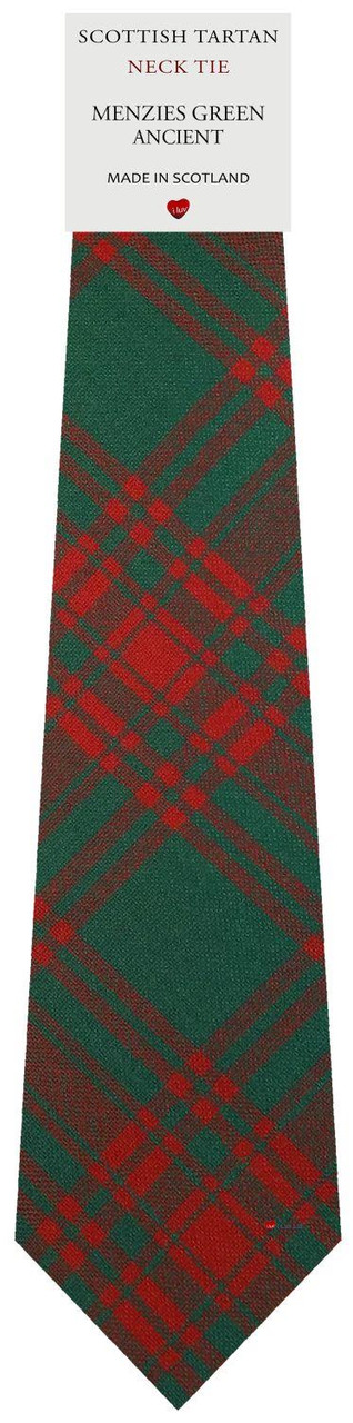 Mens All Wool Tie Woven Scotland - Menzies Green Ancient Tartan