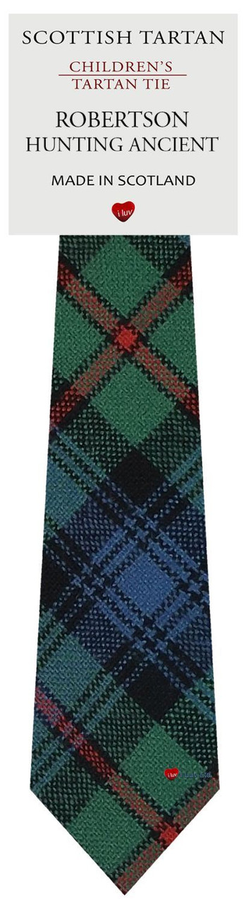 Boys Pure Wool Tie Woven Scotland - Robertson Hunting Ancient Tartan