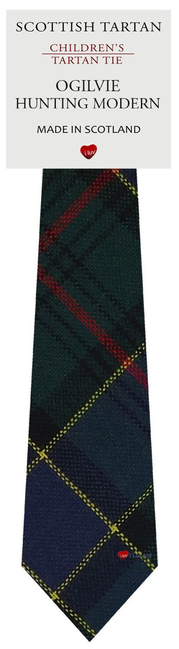 Boys Pure Wool Tie Woven Scotland - Ogilvie Hunting Modern Tartan