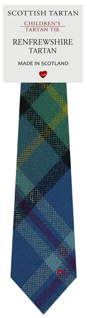 Boys Pure Wool Tie Woven Scotland - Renfrewshire District Tartan