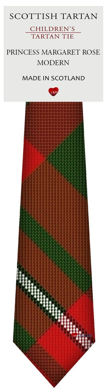 Boys Pure Wool Tie Woven Scotland - Princess Margaret Rose Modern Tartan