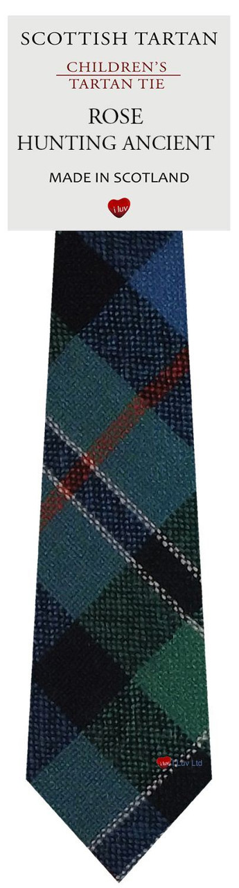 Boys Pure Wool Tie Woven Scotland - Rose Hunting Ancient Tartan