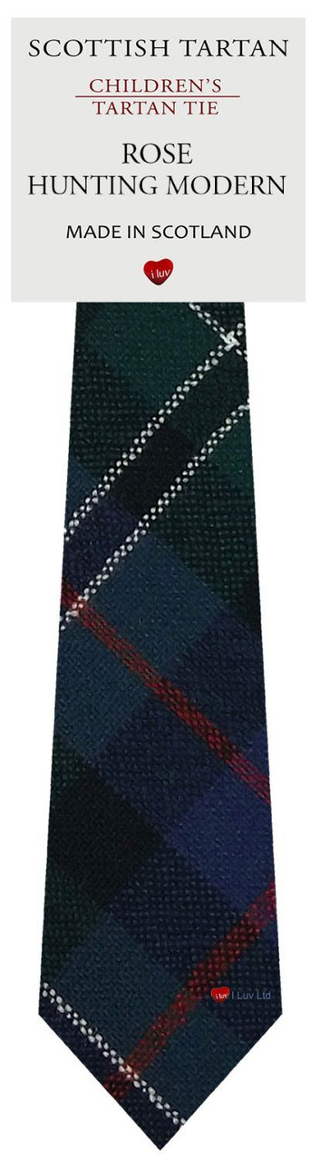 Boys Pure Wool Tie Woven Scotland - Rose Hunting Modern Tartan